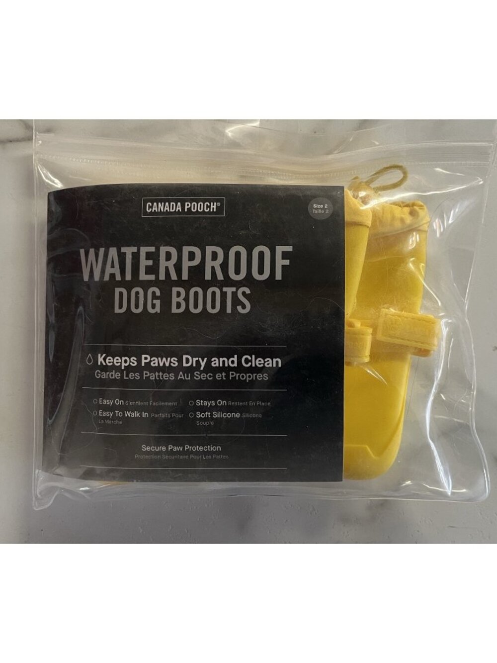 Canada Pooch Waterproof Dog Boots Paw Protectors Canary Yellow Size 2 Set of 4